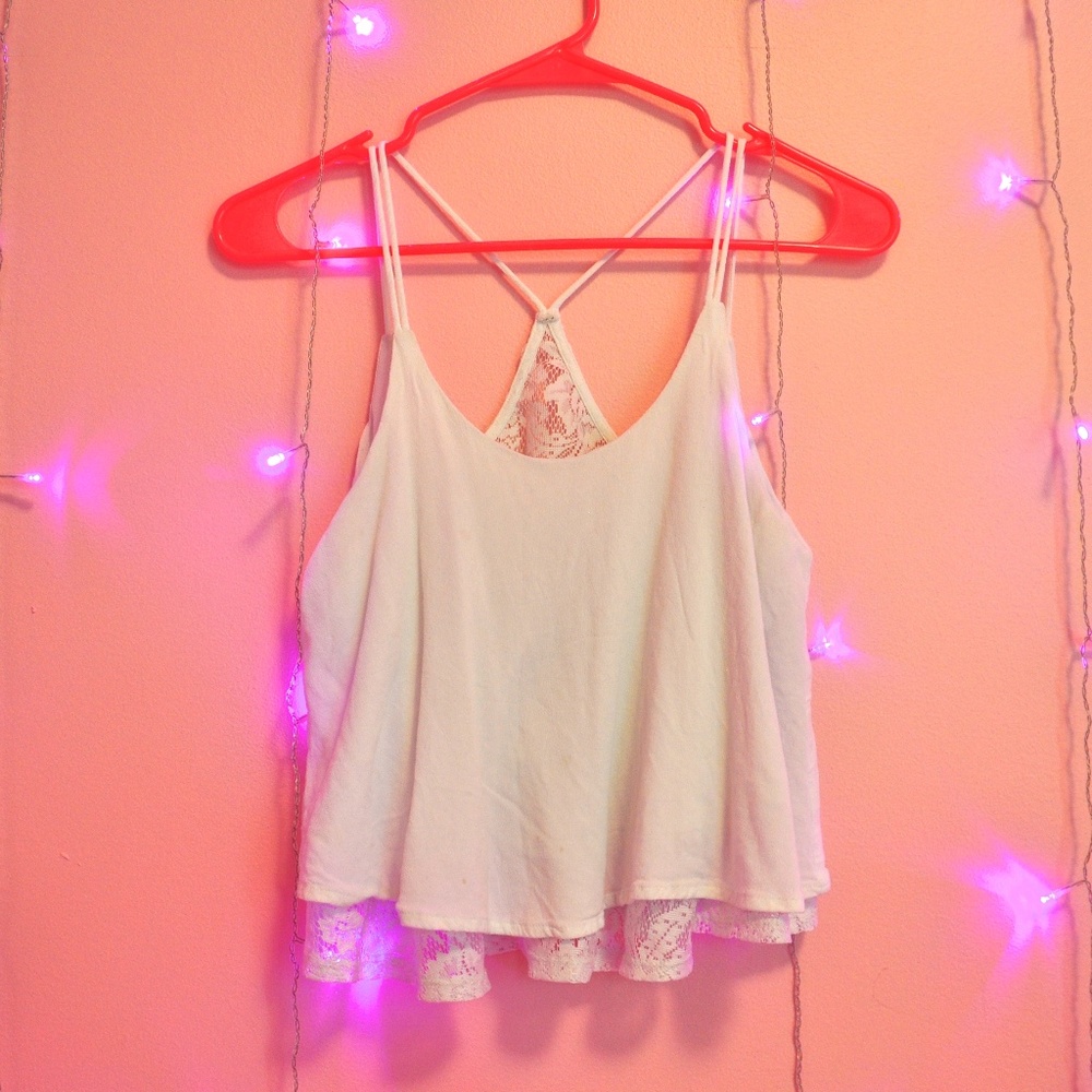 Crop top with lace accent